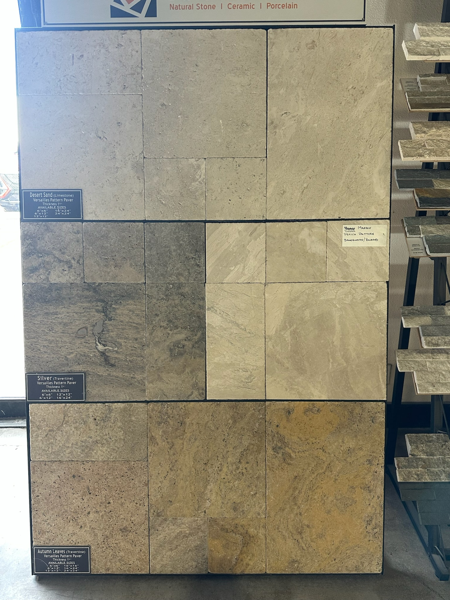 Travertine and limestone samples