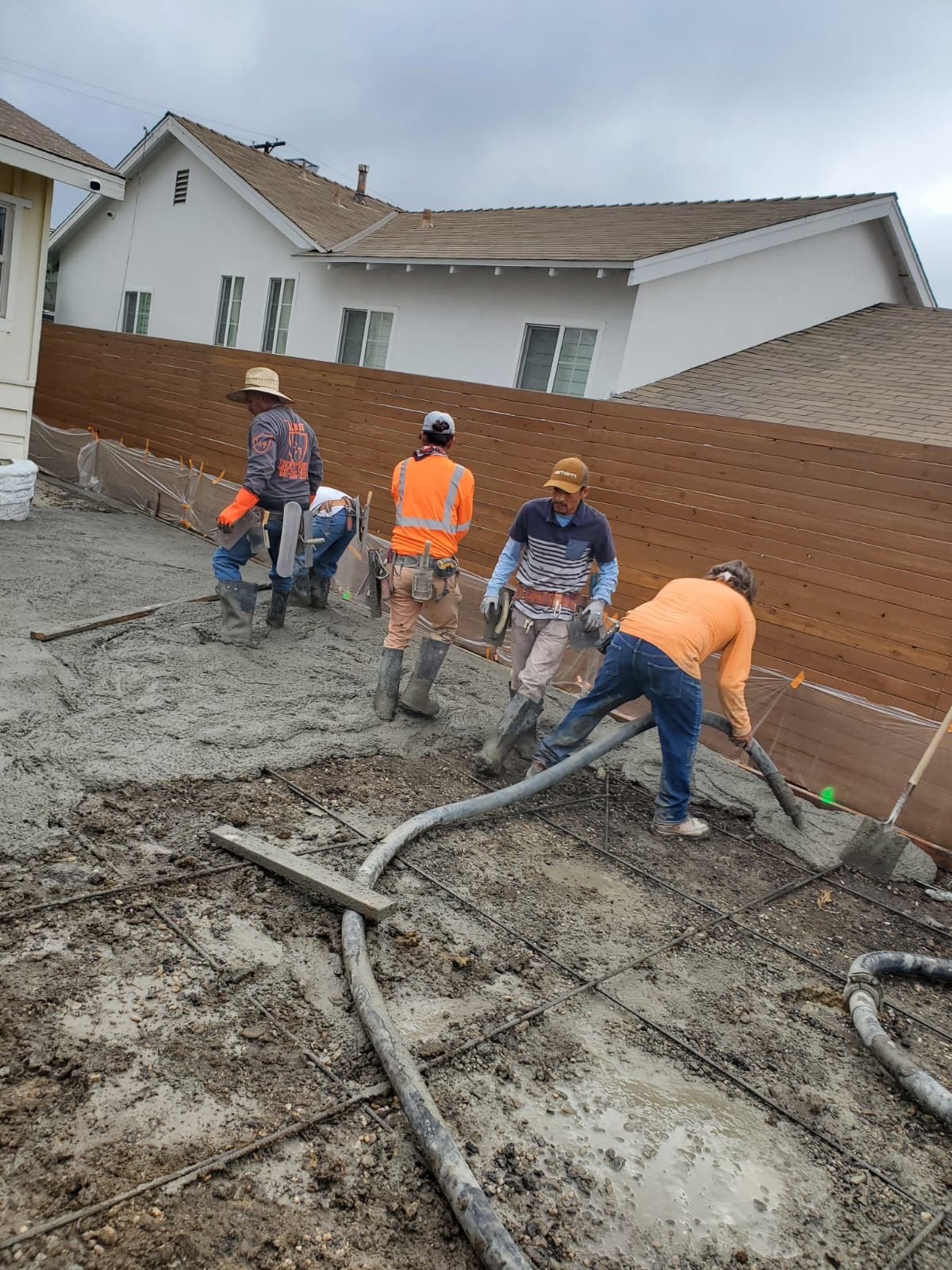 Concrete patio pour